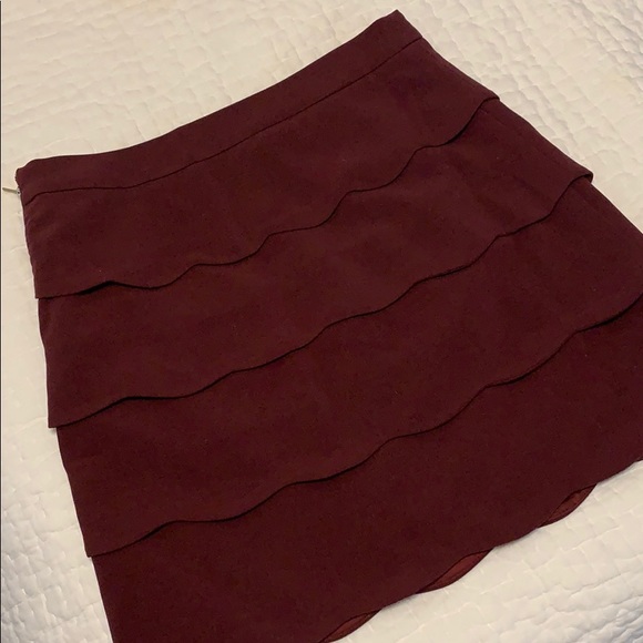 Merlot Scallop Mini Skirt - Picture 2 of 3